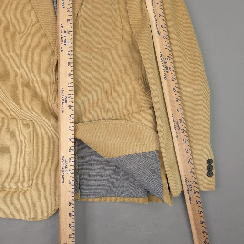 Frank & Oak Blazer Mens 38-40 Beige Cotton Corduroy Slim Sport Coat Jacket Fall